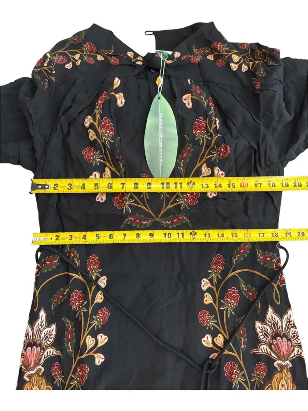 FARM Rio Berry Garden Black Maxi Floral Embroidery Long Sleeves Dress Sz XLarge - Picture 16 of 16